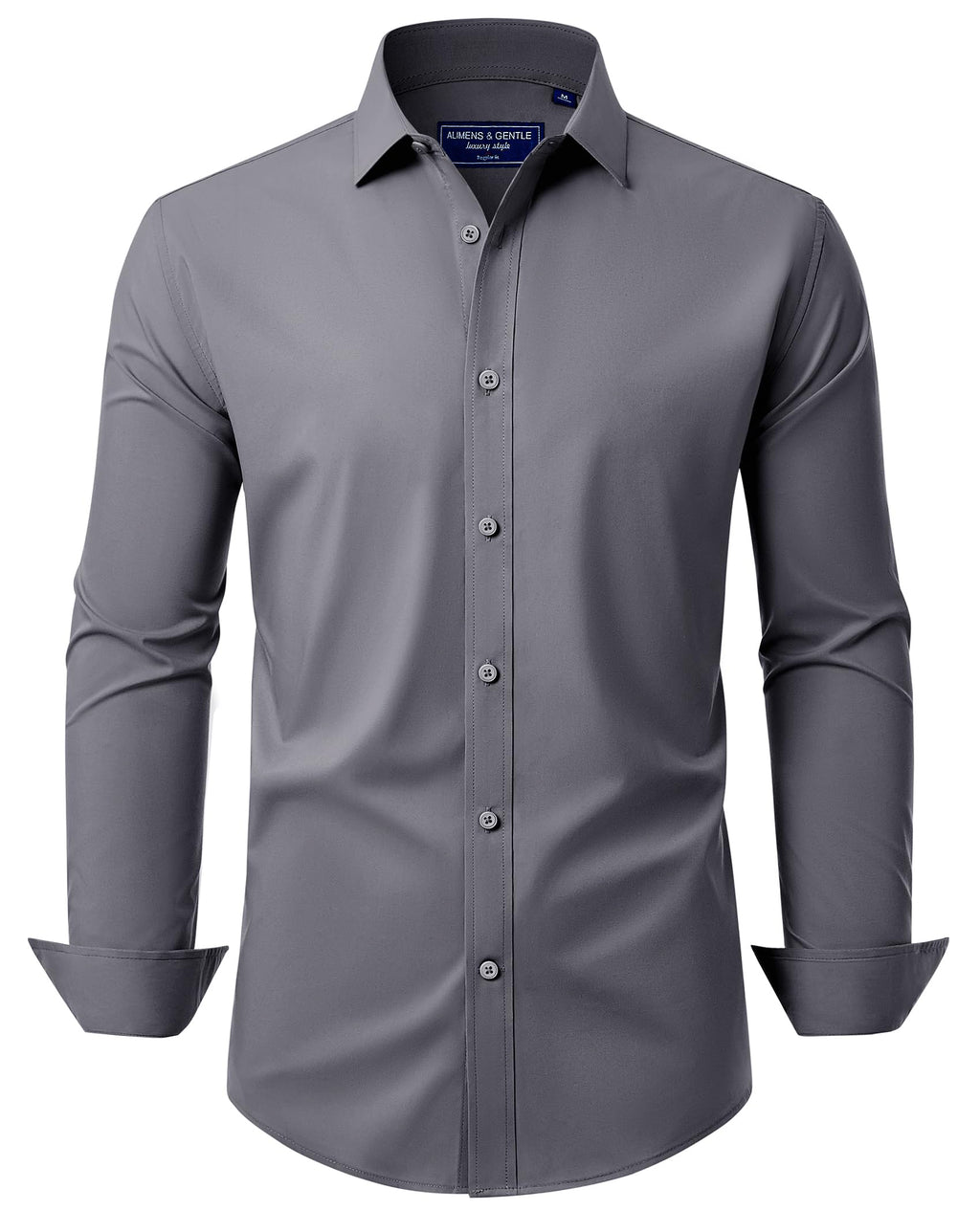 Alimens & Gentle Men's Dress Shirt Regular Fit Stretch Stain Shield Long Sleeve Solid Business Wedding Button Down Shirts Jansha Store