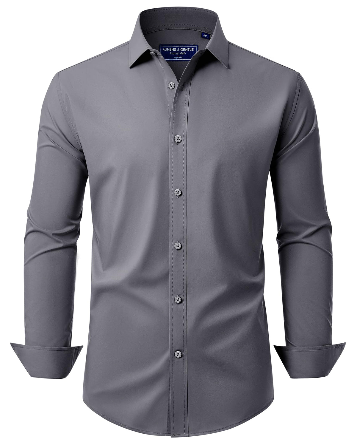 Alimens & Gentle Men's Dress Shirt Regular Fit Stretch Stain Shield Long Sleeve Solid Business Wedding Button Down Shirts Jansha Store