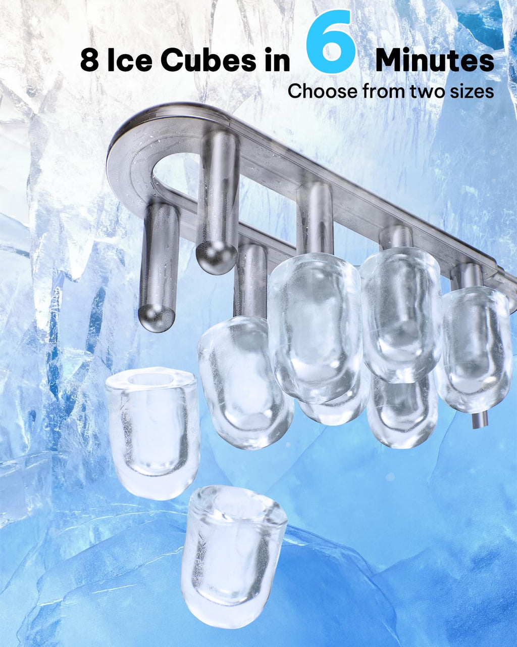Silonn Ice Maker Countertop, 8 Bullet Ice Cubes in 6 Mins, 26.5 Lbs per Day, 2 Size Options, Self-Cleaning & Portable for Kitchen, Office, Party, RV Camping Jansha Store
