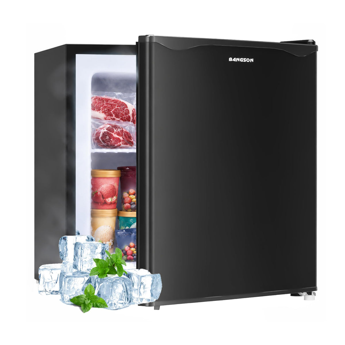 BANGSON 1.1 Cu.ft Upright Mini Freezer for Dorms Apartment, Silver Jansha Store