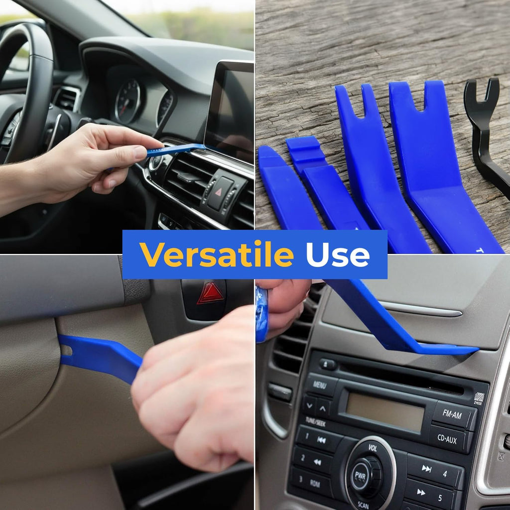 Tresalto Auto Trim Removal Tool Kit - 5 Piece set for Dash, Door Panel, Clip Remover - Scratch-Resist Nylon Pry Tools for Interior Car Trims Work - Panel Prying Tools Included - Blue Jansha Store