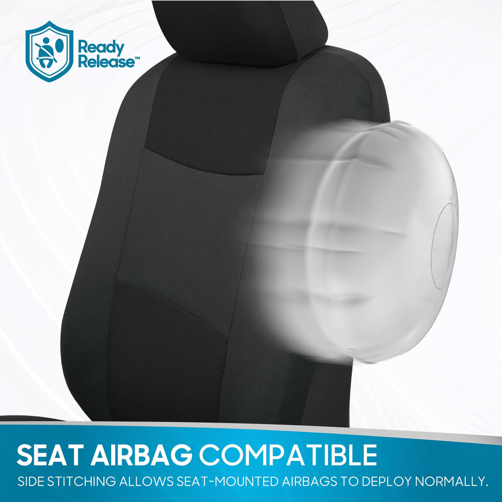 BDK PolyPro Car Seat Covers Full Set in Solid Black, Front and Rear Split Bench Seat Covers for Cars, Easy to Install Car Seats Cover Set and Accessories for Auto Trucks Van SUV - Solid Black Jansha Store