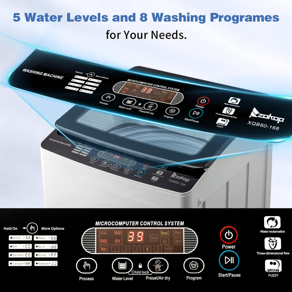 Winado 17.6LBS Full Automatic Portable Washing Machine with Drain Pump Jansha Store
