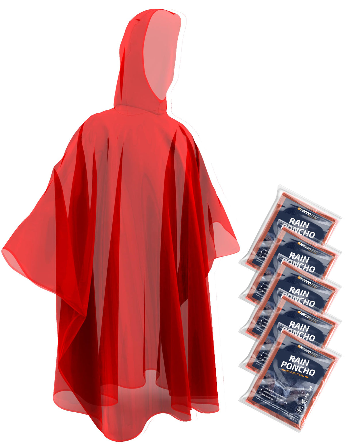 Hagon PRO Disposable Rain Ponchos for Adults, Hooded Poncho, Family 5 Pack Jansha Store