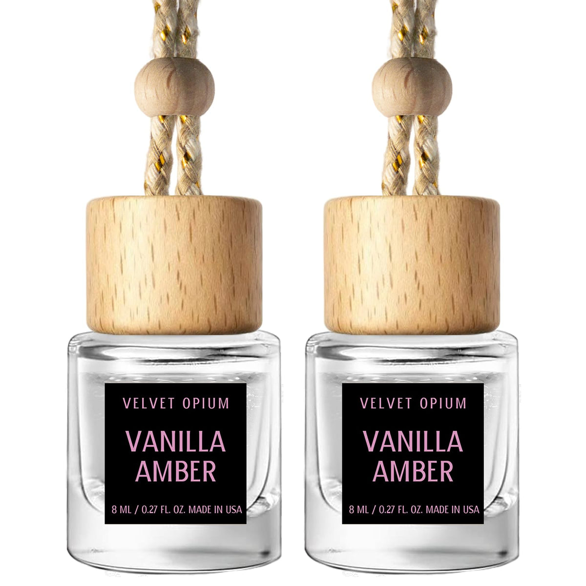 C Classy Car Air Freshener Hanging 2 Pack, Mahogany Teakwood Essential Oil Diffuser, Cute Glass Bottle, Long-Lasting Fragrance Car Accessories for Women & Men, Made in USA Jansha Store