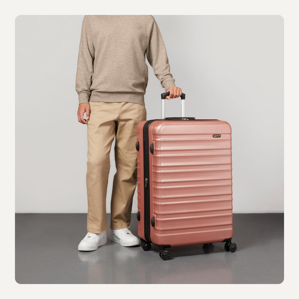 Amazon Basics 3-Piece Hardshell Suitcases Set (21", 26", 30"), Expandable For Up to 25% More Space, With Scratch-Resistant Finish, Four Multi-Directional Wheels, Rose Gold Jansha Store