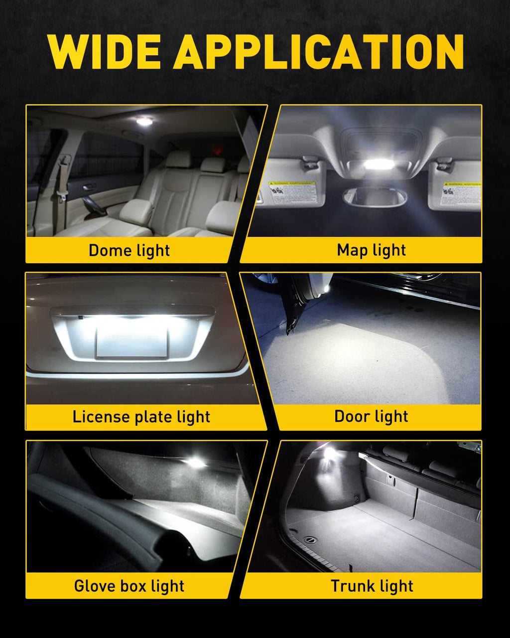 AUXITO 194 LED Bulbs for License Plate Light 168 175 2825 W5W T10 24-SMD 3014 Chipsets 6000K White for Car Dome Door Map Dash Courtesy Cargo License Plate Lights, Pack of 2 Jansha Store