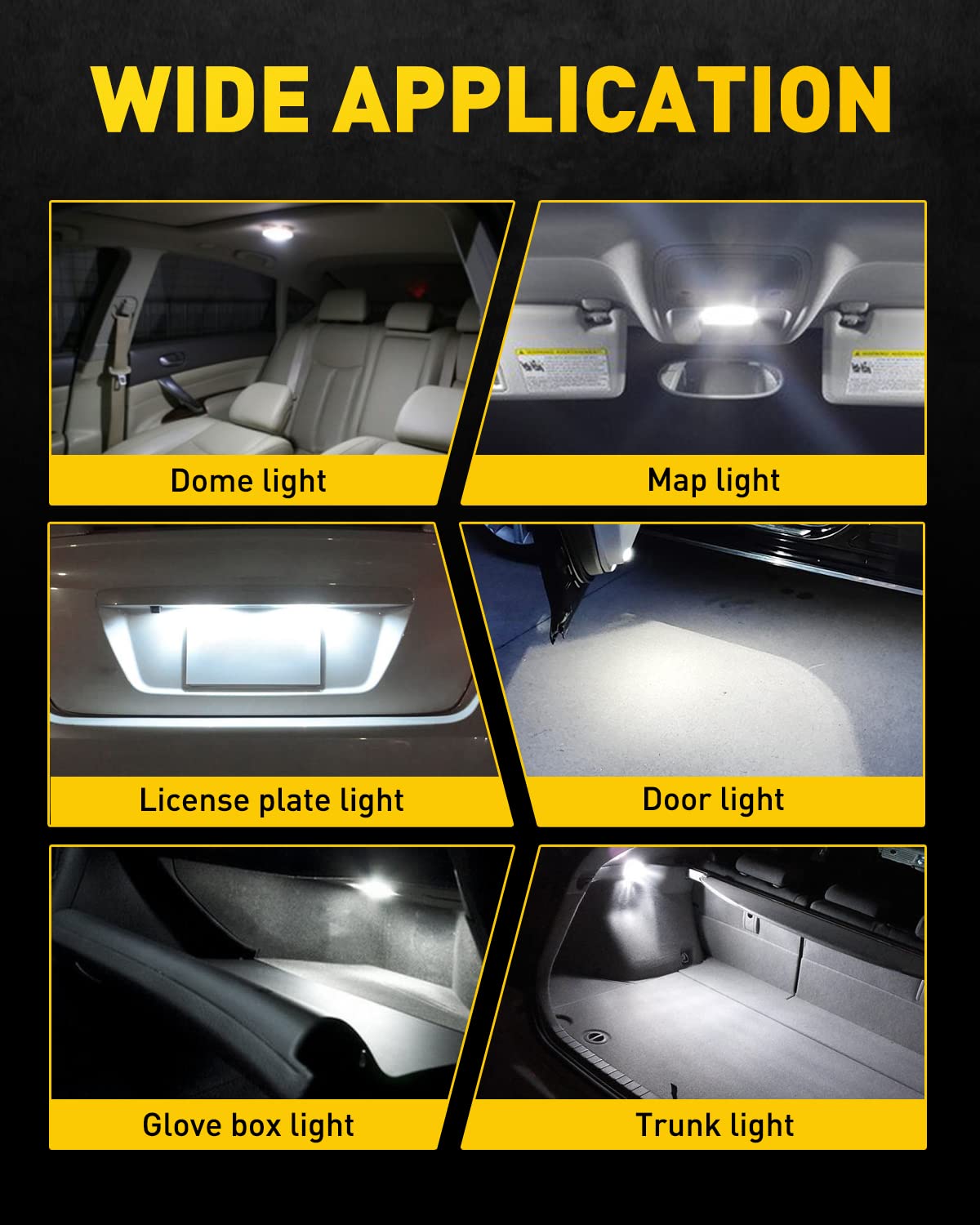 AUXITO 194 LED Bulbs for License Plate Light 168 175 2825 W5W T10 24-SMD 3014 Chipsets 6000K White for Car Dome Door Map Dash Courtesy Cargo License Plate Lights, Pack of 2 Jansha Store