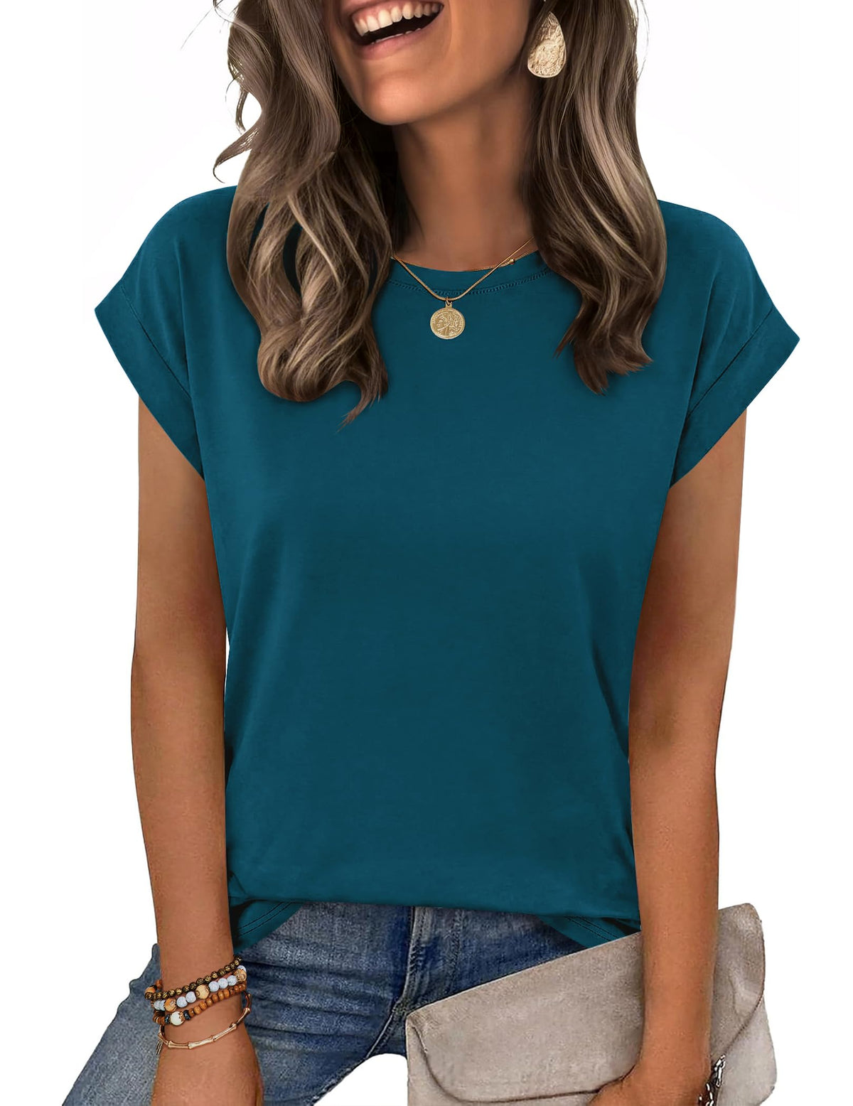 Zeagoo Womens Tops Summer Casual Cap Sleeve Tshirts Shirts Business Blouses Jansha Store