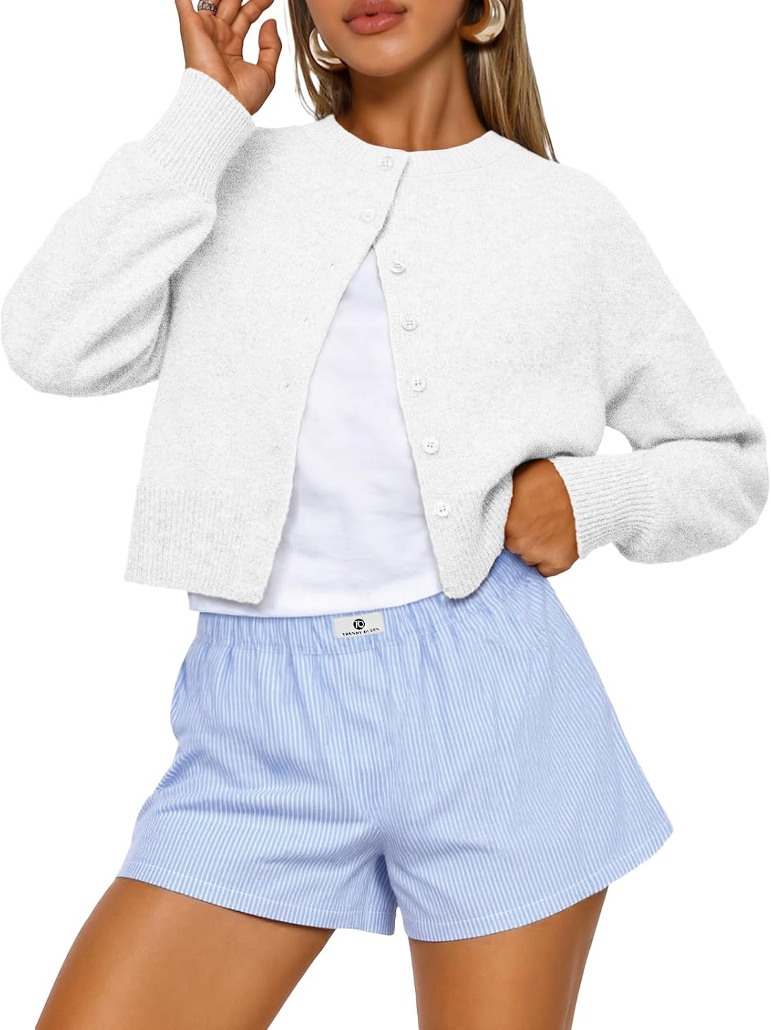 Trendy Queen Cropped Cardigan Sweaters for Women Fall Fashion Clothes 2026 Jansha Store
