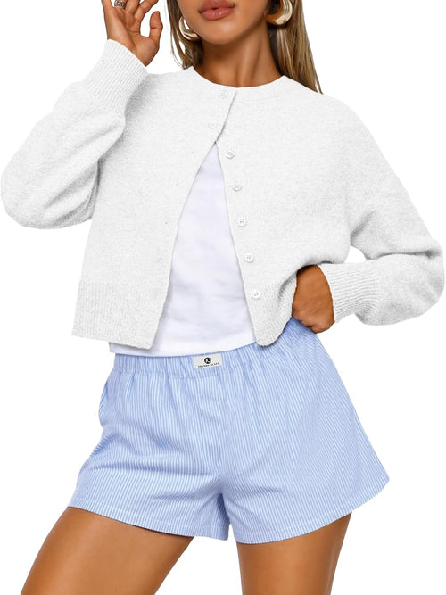 Trendy Queen Cropped Cardigan Sweaters for Women Fall Fashion Clothes 2026 Jansha Store