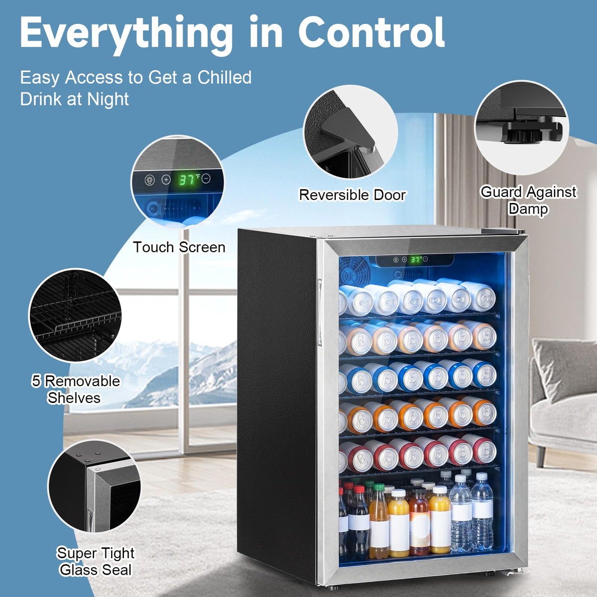 Erivess 24 Can Mini Fridge, 0.6 Cu.ft Beverage Refrigerator Cooler, Black Jansha Store