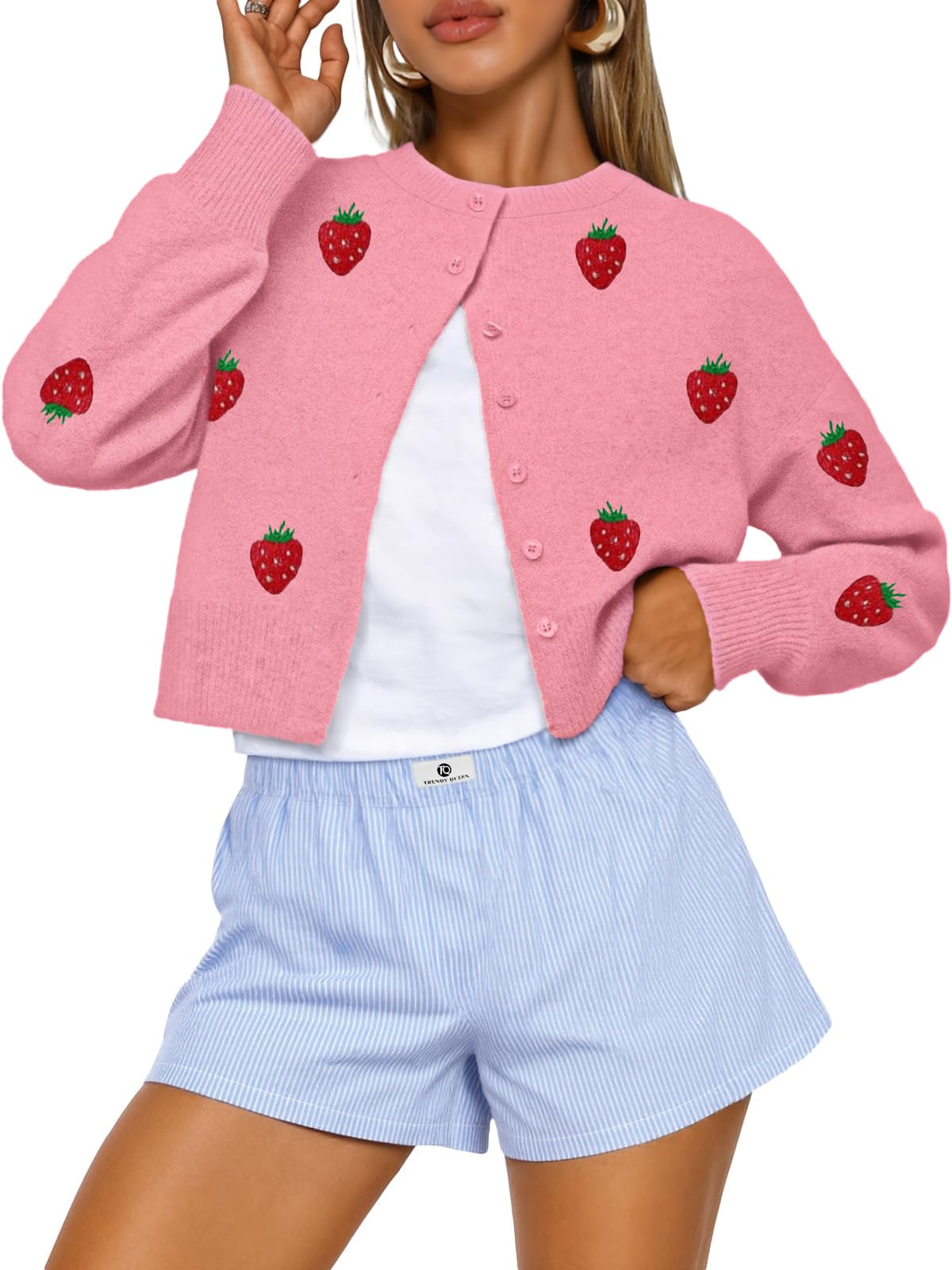 Trendy Queen Cropped Cardigan Sweaters for Women Fall Fashion Clothes 2026 Jansha Store