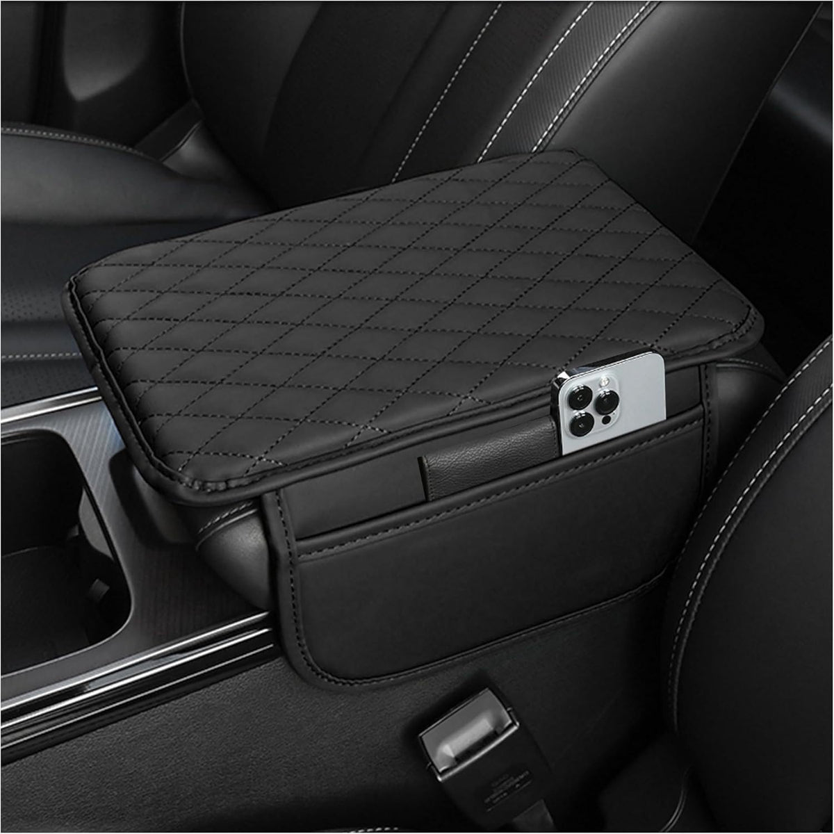 Stacool Upgraded Car Center Console Cover,Microfiber Leather Car Armrest Cover Cushion with 2 Storage Bags,Universal Car Armrest Storage Box (Brown) Jansha Store