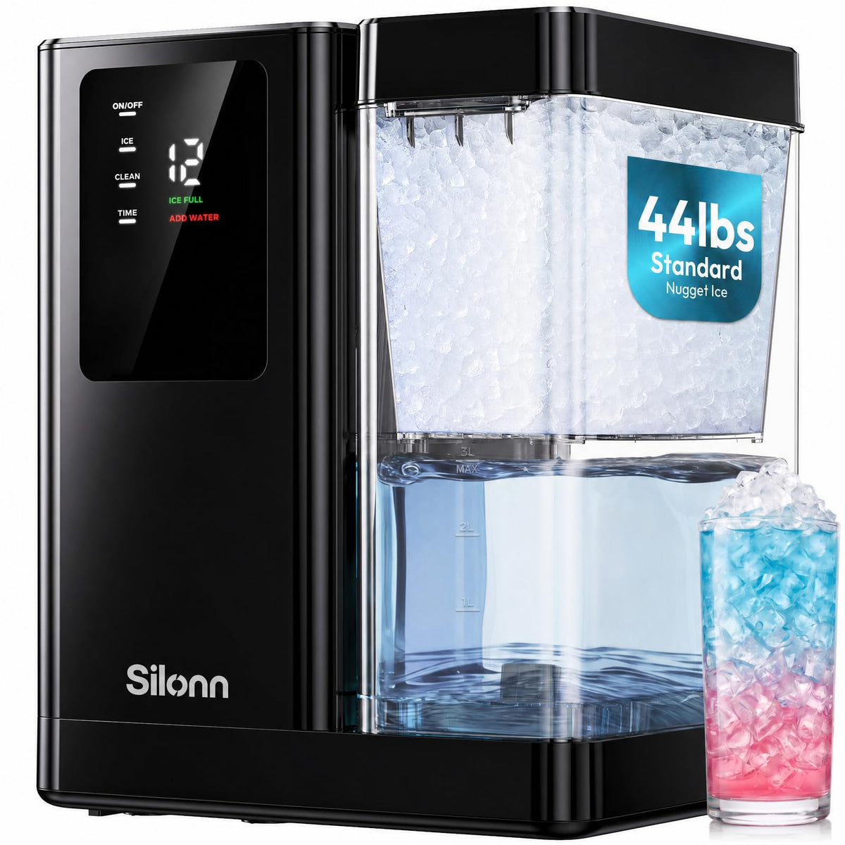 Silonn Ice Maker Countertop, 8 Bullet Ice Cubes in 6 Mins, 26.5 Lbs per Day, 2 Size Options, Self-Cleaning & Portable for Kitchen, Office, Party, RV Camping Jansha Store