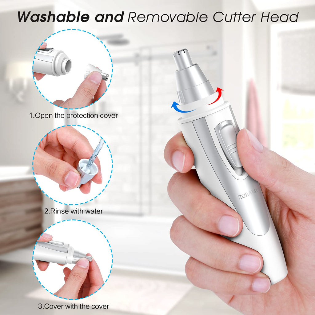 Ear and Nose Hair Trimmer Clipper - 2026 Professional Painless Eyebrow & Facial Hair Trimmer for Men Women,Battery-Operated Trimmer with IPX7 Waterproof,Dual Edge Blades for Easy Cleansing Black Jansha Store