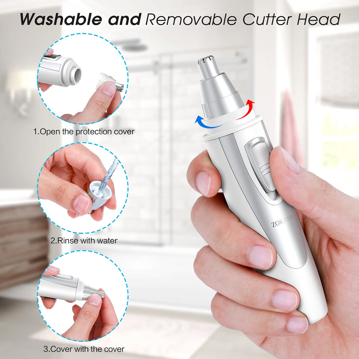 Ear and Nose Hair Trimmer Clipper - 2026 Professional Painless Eyebrow & Facial Hair Trimmer for Men Women,Battery-Operated Trimmer with IPX7 Waterproof,Dual Edge Blades for Easy Cleansing Black Jansha Store