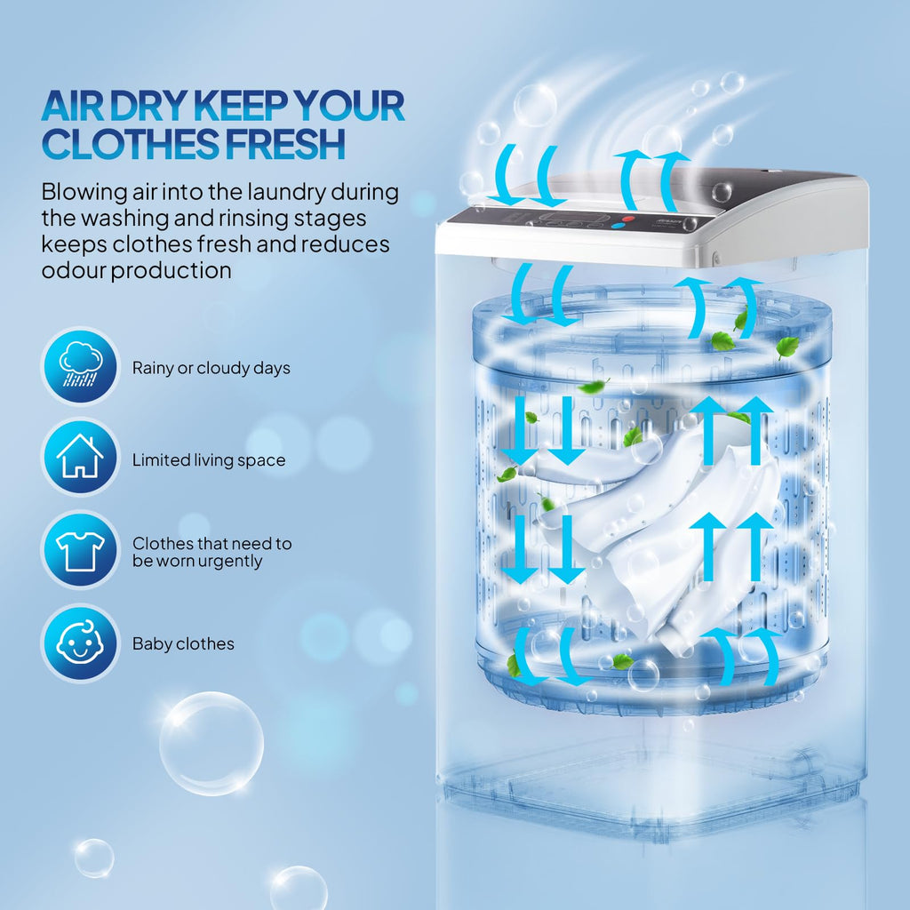 ROVSUN 30LBS Washing Machine, Full-Automatic Portable Washer with Stainless Steel Drum, Electric Laundry Machine, Washer and Spin Dryer Combo with Drain Pump for Home, Apartment Jansha Store