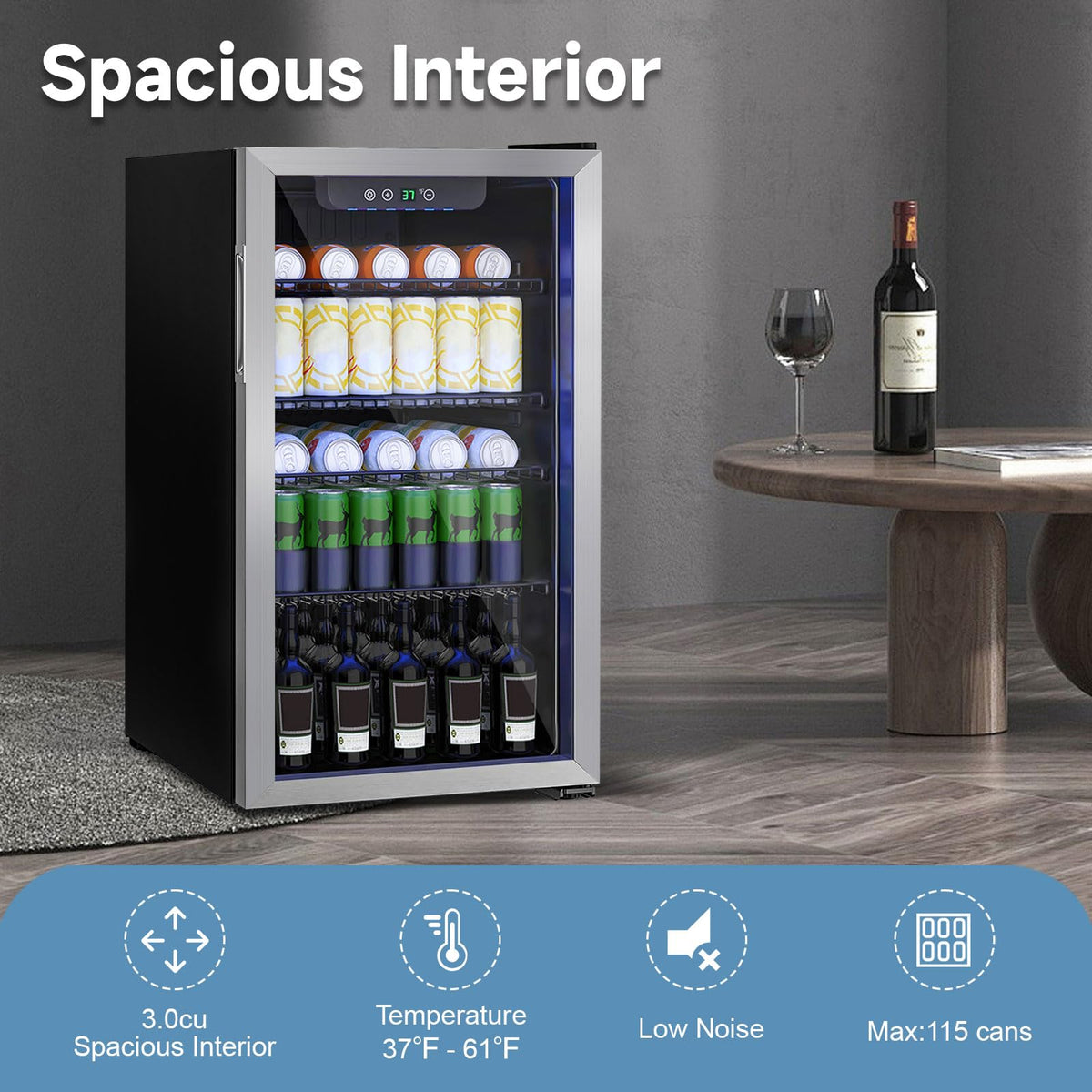 Erivess 24 Can Mini Fridge, 0.6 Cu.ft Beverage Refrigerator Cooler, Black Jansha Store