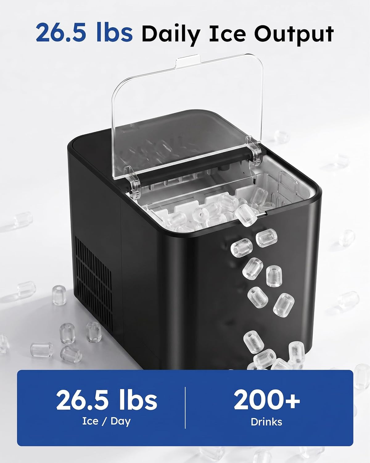 Ice Maker Countertop, 26.5 lbs/Day, 8 Bullet Fast Ice in 6 Mins Jansha Store