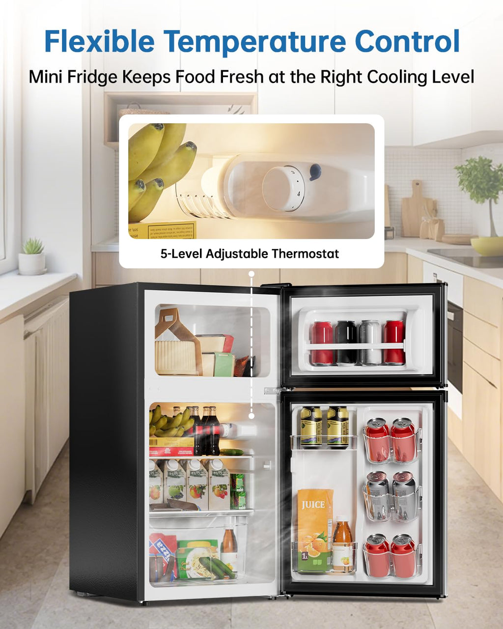3.2 Cu Ft Mini Fridge with Freezer, Single Door Upright Freezer Jansha Store