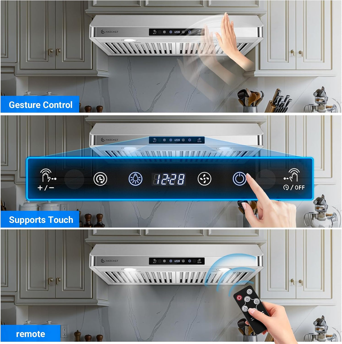 AMZCHEF 30" Under Cabinet Range Hood, 750CFM Stainless Steel Vent Hood Jansha Store