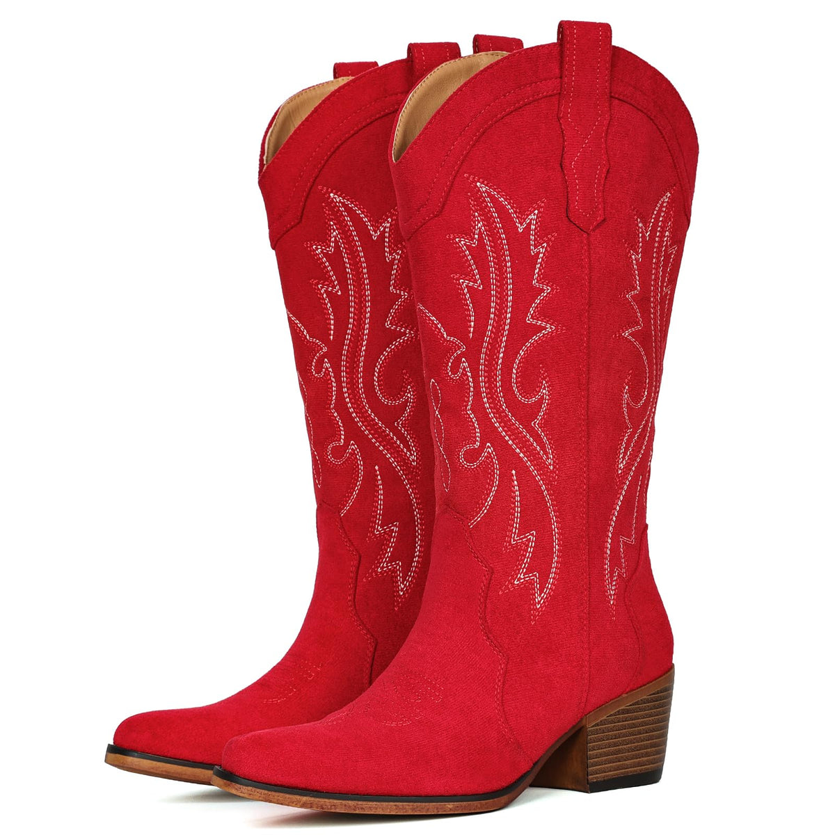 IUV Cowboy Boots For Women Western Cowgirl Boots Mid Calf Snip Toe Jansha Store