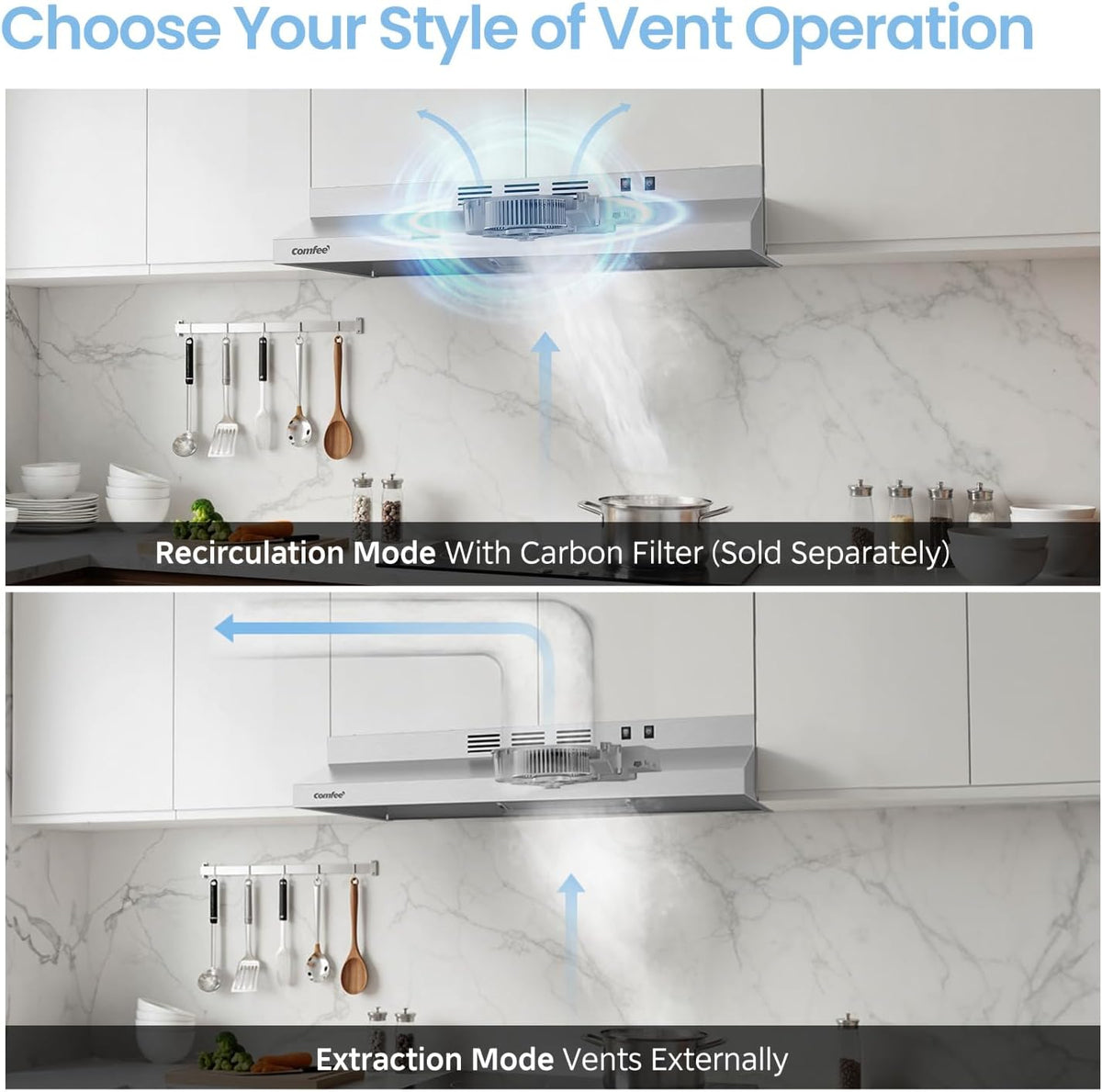 COMFEE' Range Hood 30 Inch Under Cabinet 200 CFM Ducted/Ductless Jansha Store