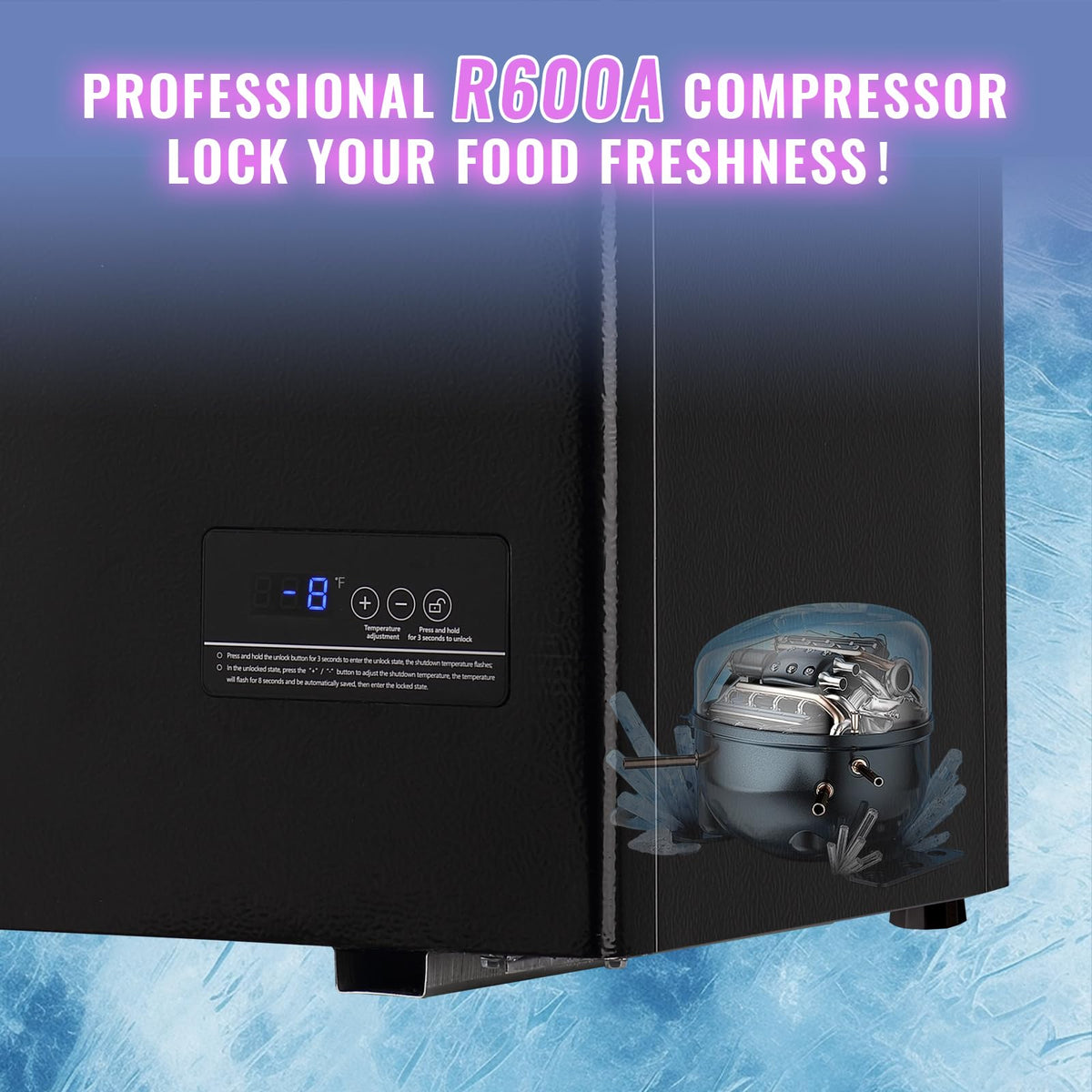 DEMULLER Chest Freezer 5.0Cubic Feet Deep Freezer Freestanding Freezers with 2 Removable Stainless Steel Basket, Mini Freezer Top Open Door Compact Freezer with Electronic Control 41℉ to -15℉BLACK Jansha Store