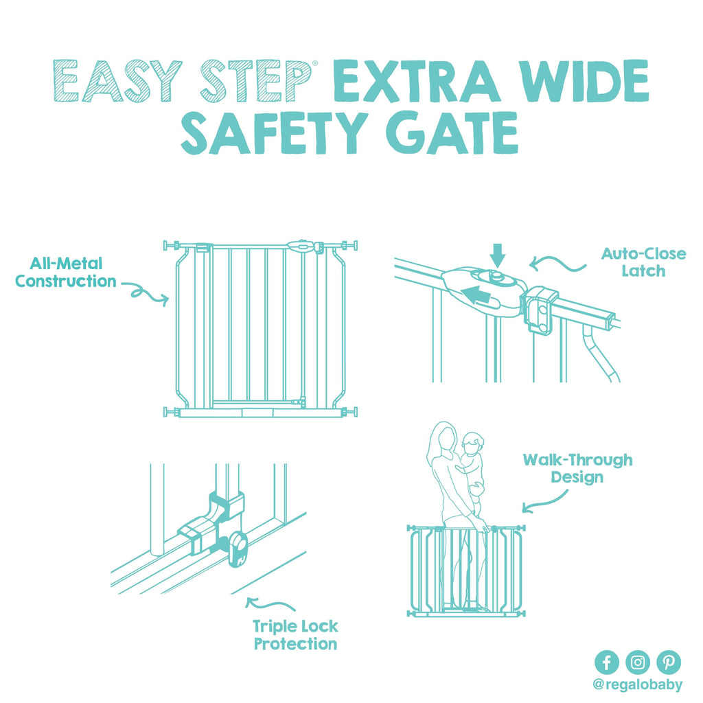 Regalo Safety 29"-38.5" Easy Step Baby Gate, Bottom of Stairs & Doorways Jansha Store