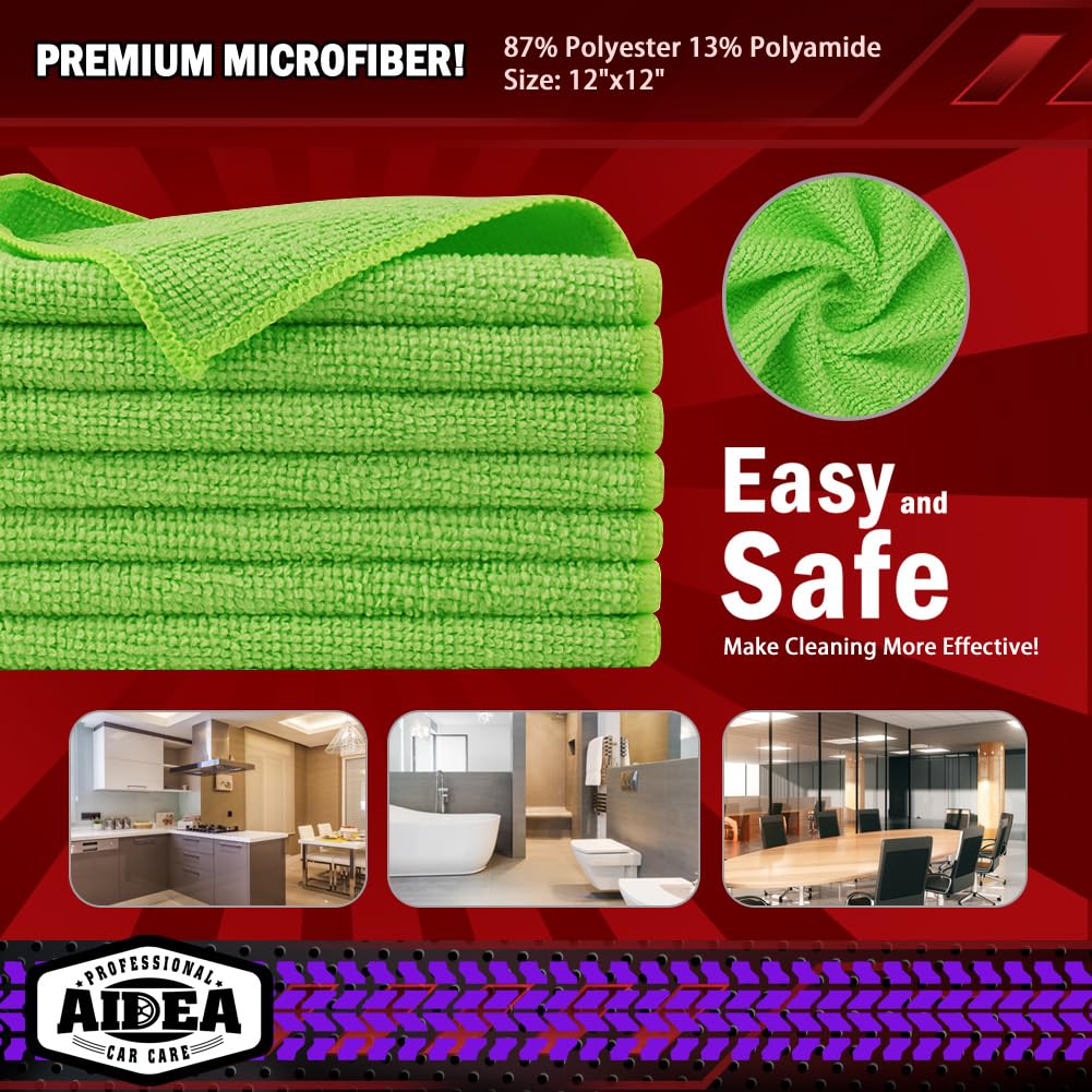 AIDEA Microfiber Cleaning Cloth-50PK, Microfiber Towels for Cars, 12"×12" Jansha Store