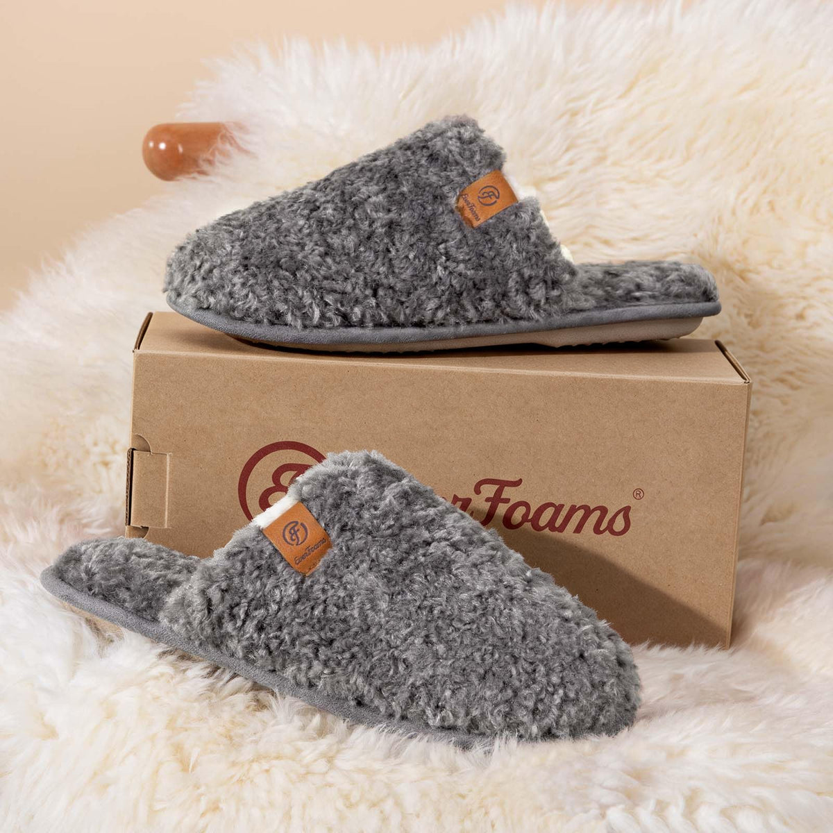 EverFoams Women's Fuzzy Slippers Warm Cozy Memory Foam Indoor House Shoes Jansha Store