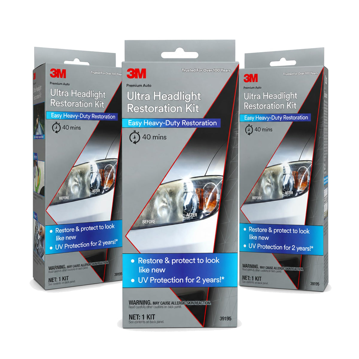 3M Ultra Headlight Restoration Kit, Contains Masking Tape, Light Sanding Discs, Wax Protectant and More, Use on Plastic Lenses Headlights, Taillights and More, Easy Heavy-Duty Restoration (39195) Jansha Store
