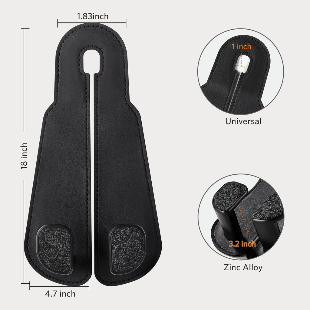 CoBak Purse Hook for Car - Universal Premium Stitched Leather and Aluminum-Magnesium Alloy Double Car Seat Back Storage Hook for Purses, Handbags, Bags (2 Pack),Black Jansha Store