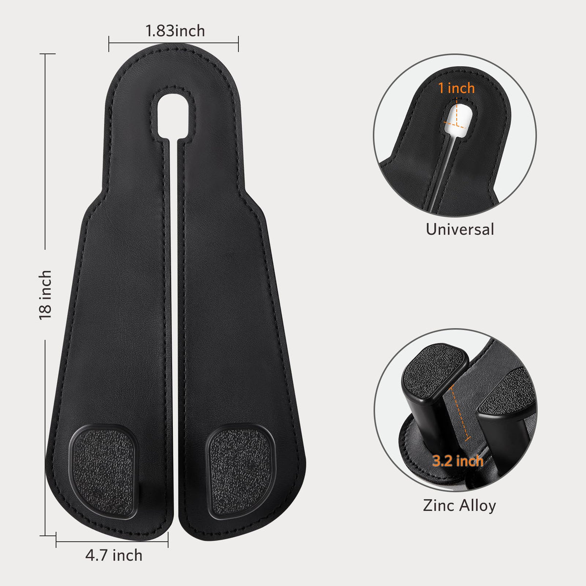 CoBak Purse Hook for Car - Universal Premium Stitched Leather and Aluminum-Magnesium Alloy Double Car Seat Back Storage Hook for Purses, Handbags, Bags (2 Pack),Black Jansha Store