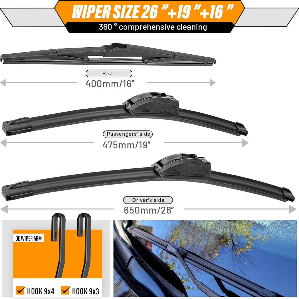 AUTOBOO Windshield Wiper Blade Replacement for Toyota RAV4 Mazda 5 Jansha Store