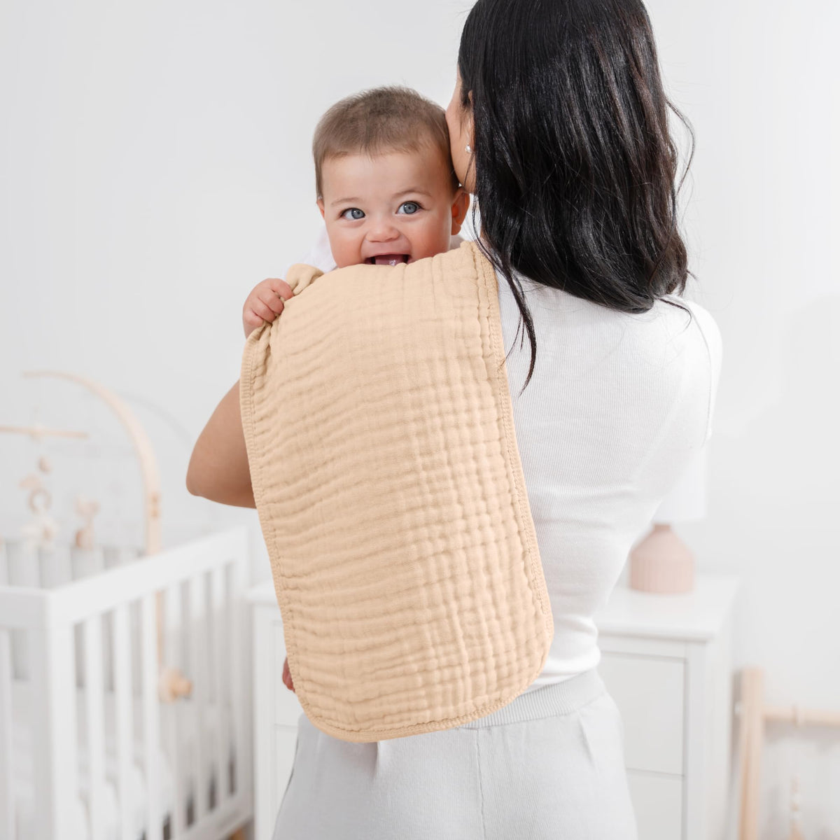 Comfy Cubs Muslin Burp Cloths 20x10" 6 Pack, Baby Burp Cloths - Cream Jansha Store