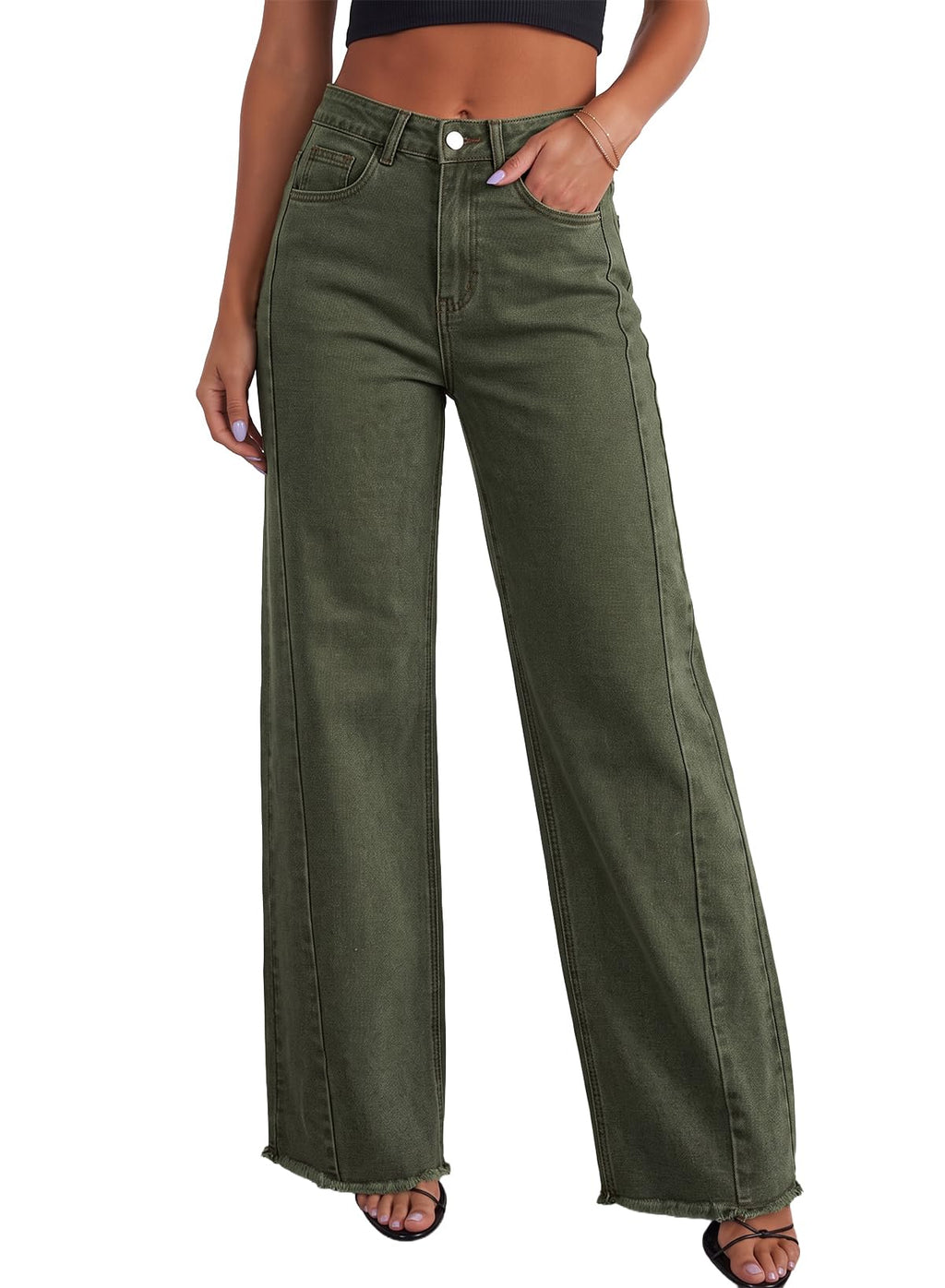 Sidefeel Women's Wide Leg Jeans High Waisted Stretchy Denim Pants Jansha Store