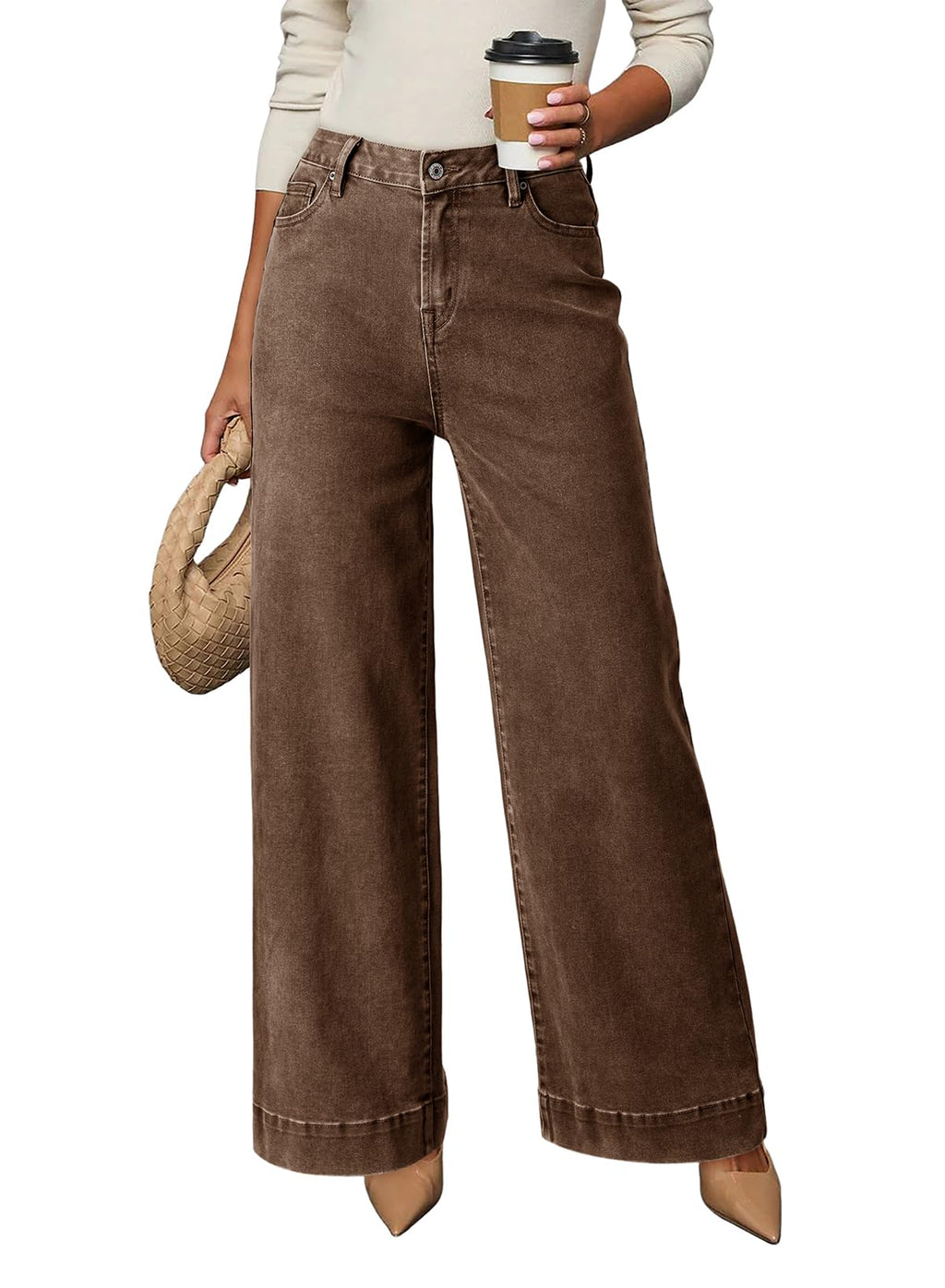 Dokotoo Women's Casual High Waisted Jeans Stretch Wide Leg Loose Denim Pant Jansha Store
