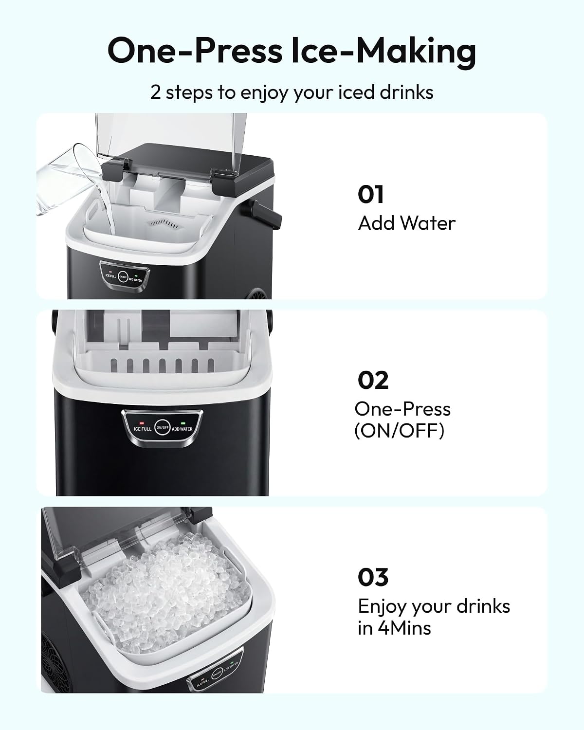 EUHOMY Nugget Ice Maker Countertop with Handle, Max 40lbs Daily Sonic Ice Jansha Store