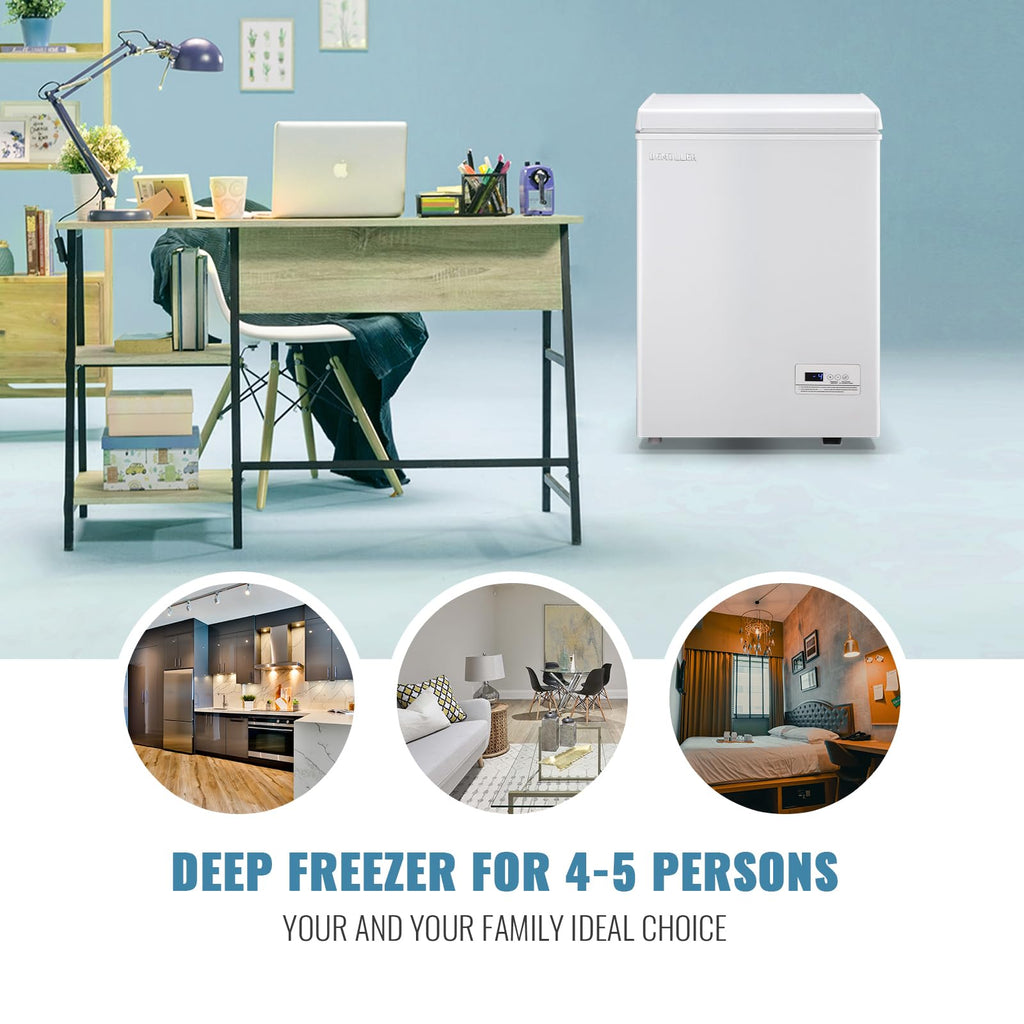 DEMULLER Chest Freezer 5.0Cubic Feet Deep Freezer Freestanding Freezers with 2 Removable Stainless Steel Basket, Mini Freezer Top Open Door Compact Freezer with Electronic Control 41℉ to -15℉BLACK Jansha Store