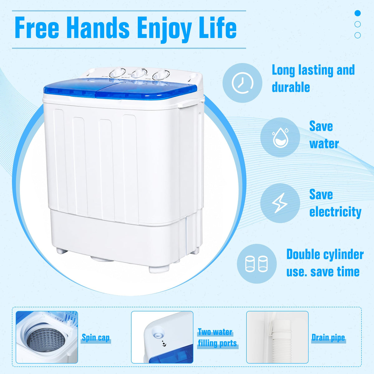 Superday Portable Washing Machine, 25.3lbs Mini Washing Machine and Spin Dryer Combo, Mini Twin Tub Laundry Machine for Camping, Apartments, Dorms, College Rooms, RV, Delicates, Grey Jansha Store