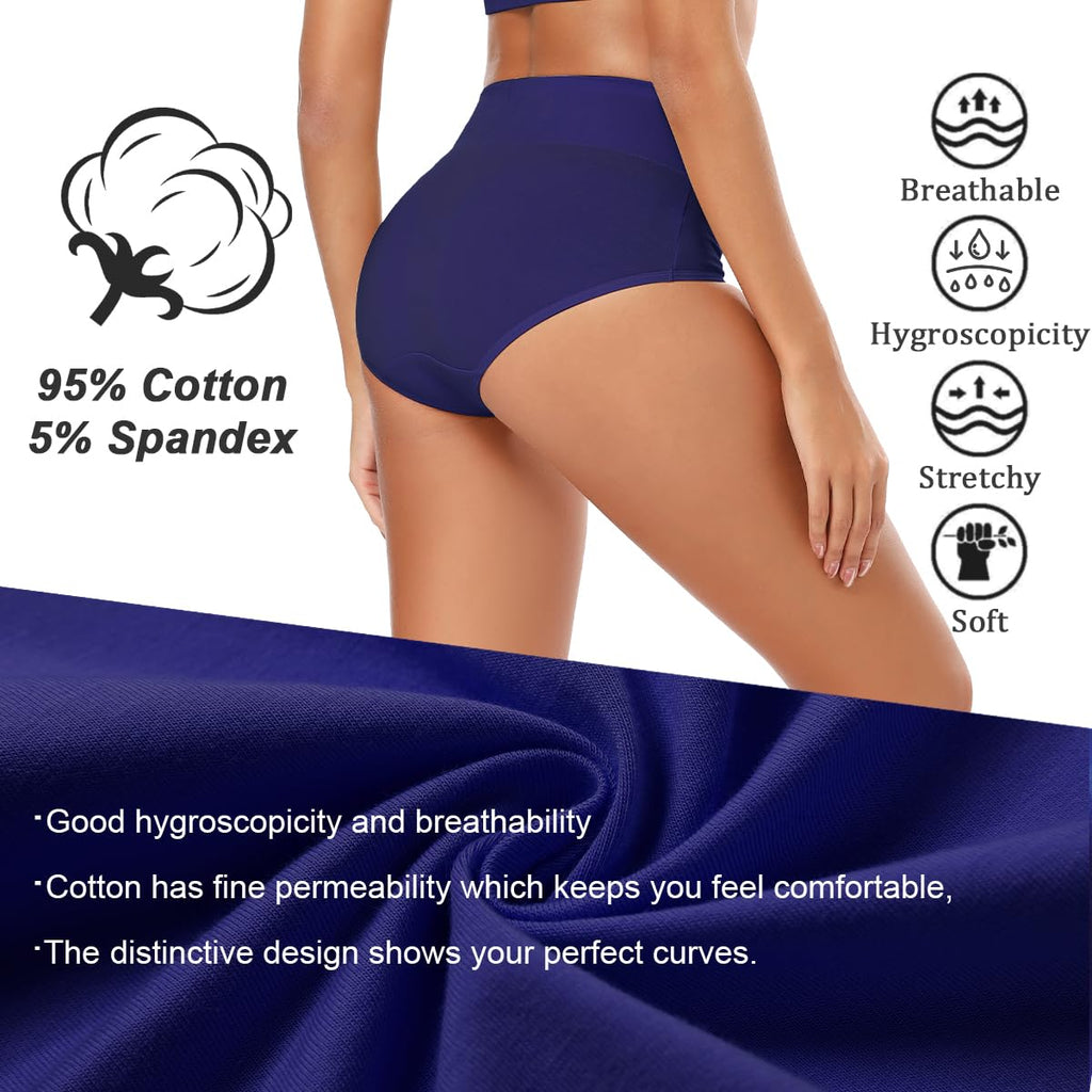 Molasus Women's Cotton Underwear High Waisted Full Coverage Ladies Panties (Regular & Plus Size) Jansha Store