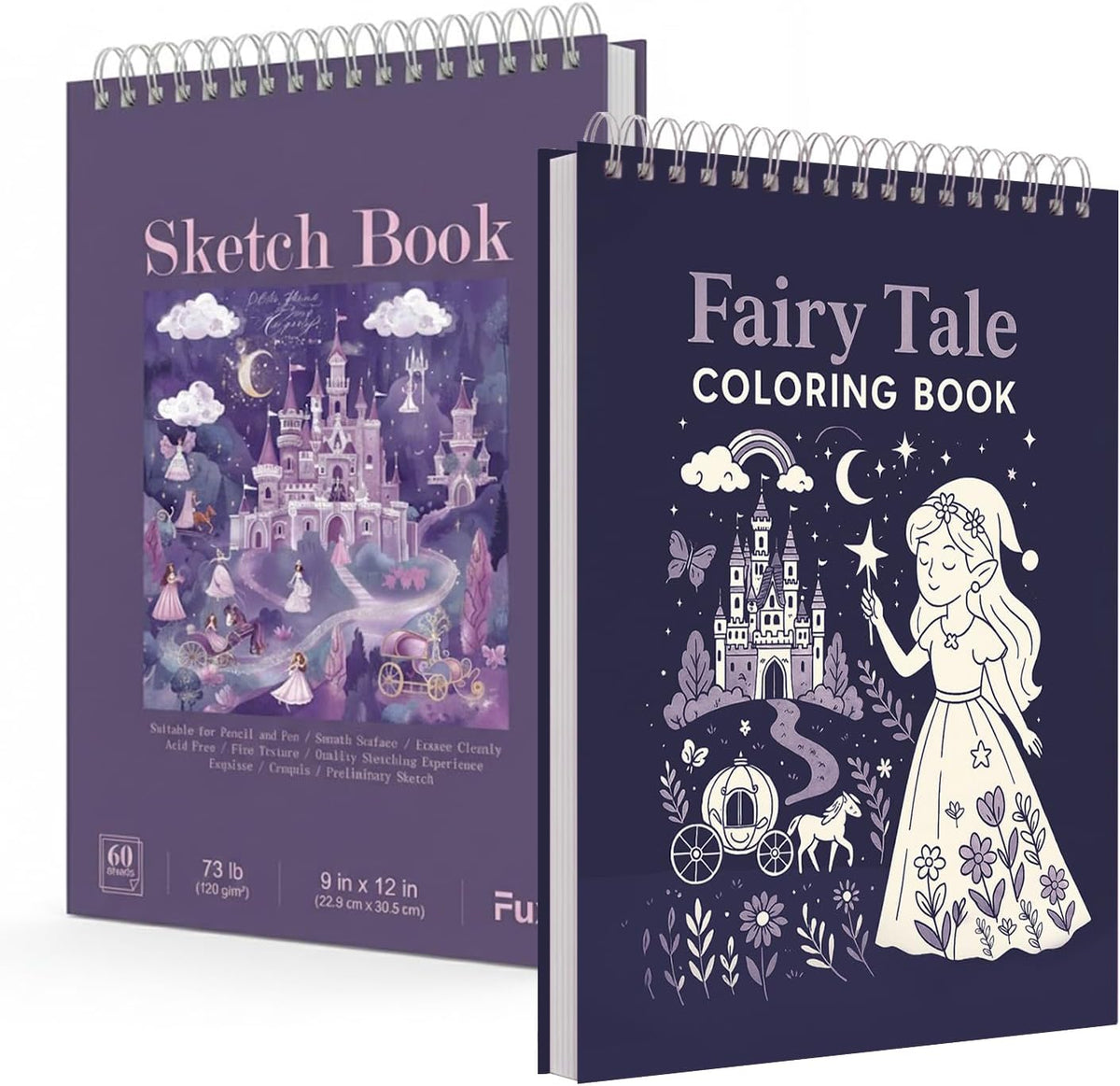 Fuxi Coloring Book & Sketchbook Set, 2-Pack, 9 x 12 in Jansha Store