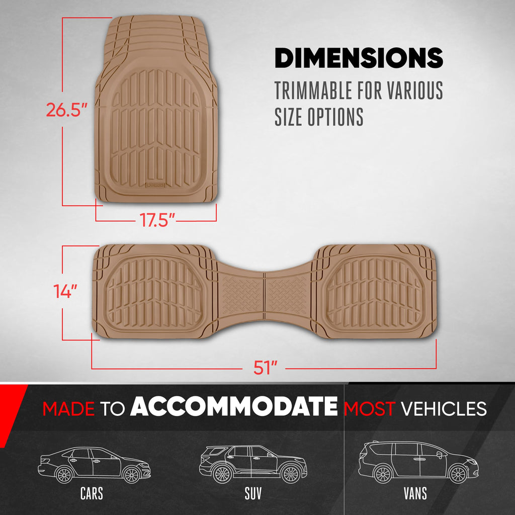 Motor Trend FlexTough Floor Mats for Cars, Black Deep Dish All-Weather Car Mats, Waterproof Trim-to Fit Automotive Floor Mats for Cars Trucks SUV, Universal Floor Liner Car Accessories Jansha Store