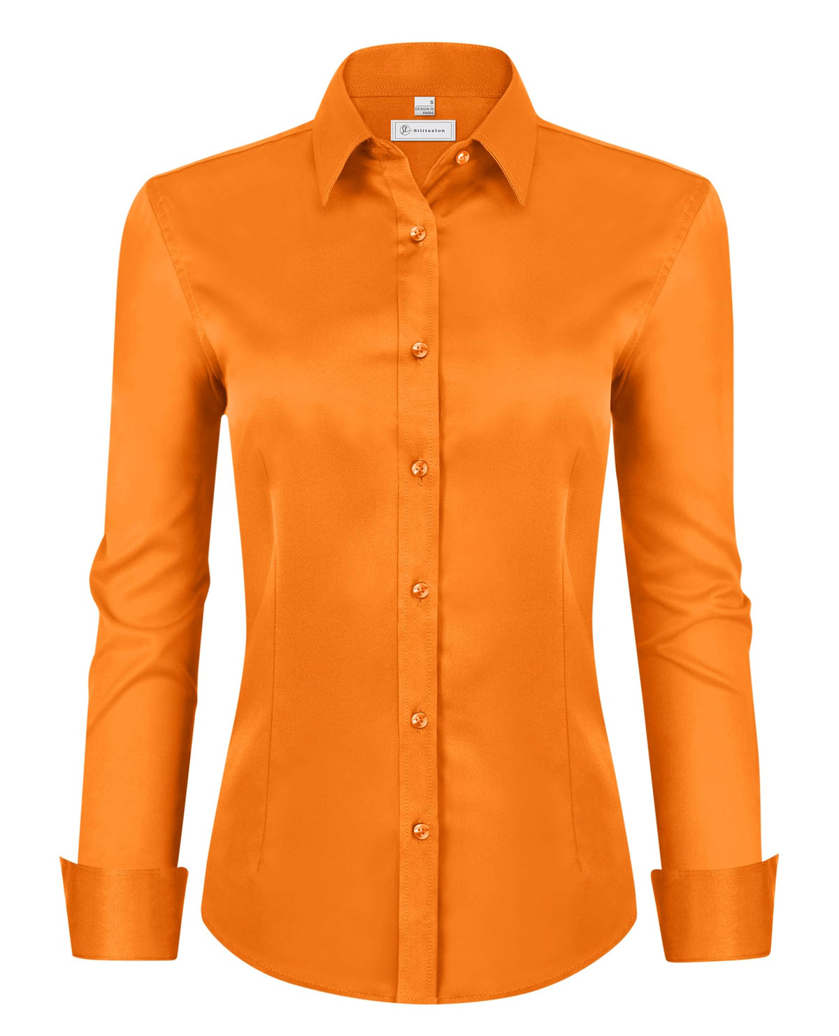 siliteelon Womens Classic-Fit Dress Shirts Long Sleeve Button Down Wrinkle-Free Stretch Solid Casual Work Office Blouse Top Jansha Store