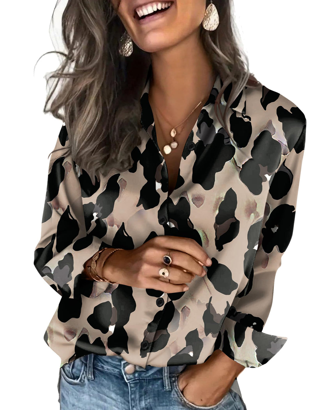 Zeagoo Satin Blouses for Women Silk Button Down Shirts Long Sleeve Tops Jansha Store
