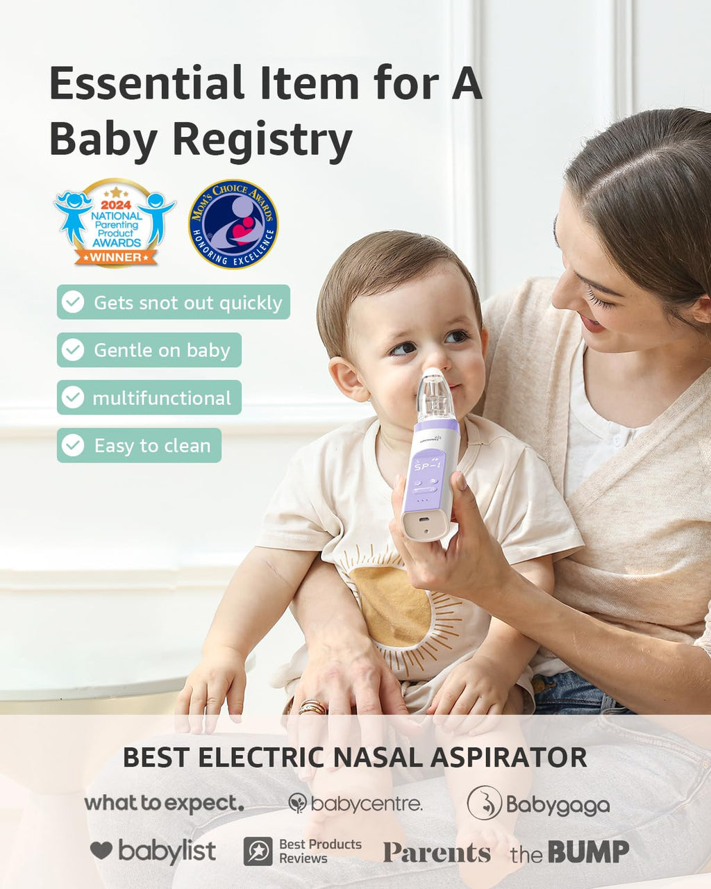 GROWNSY Baby Nasal Aspirator, Electric Nose Sucker, Powerful Suction,Grey Jansha Store