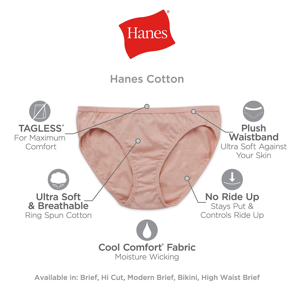 Hanes Women's Underwear Pack, 10-Pack, Full-Coverage Cotton Blend Panties, Moisture-Wicking Underwear for Women Jansha Store