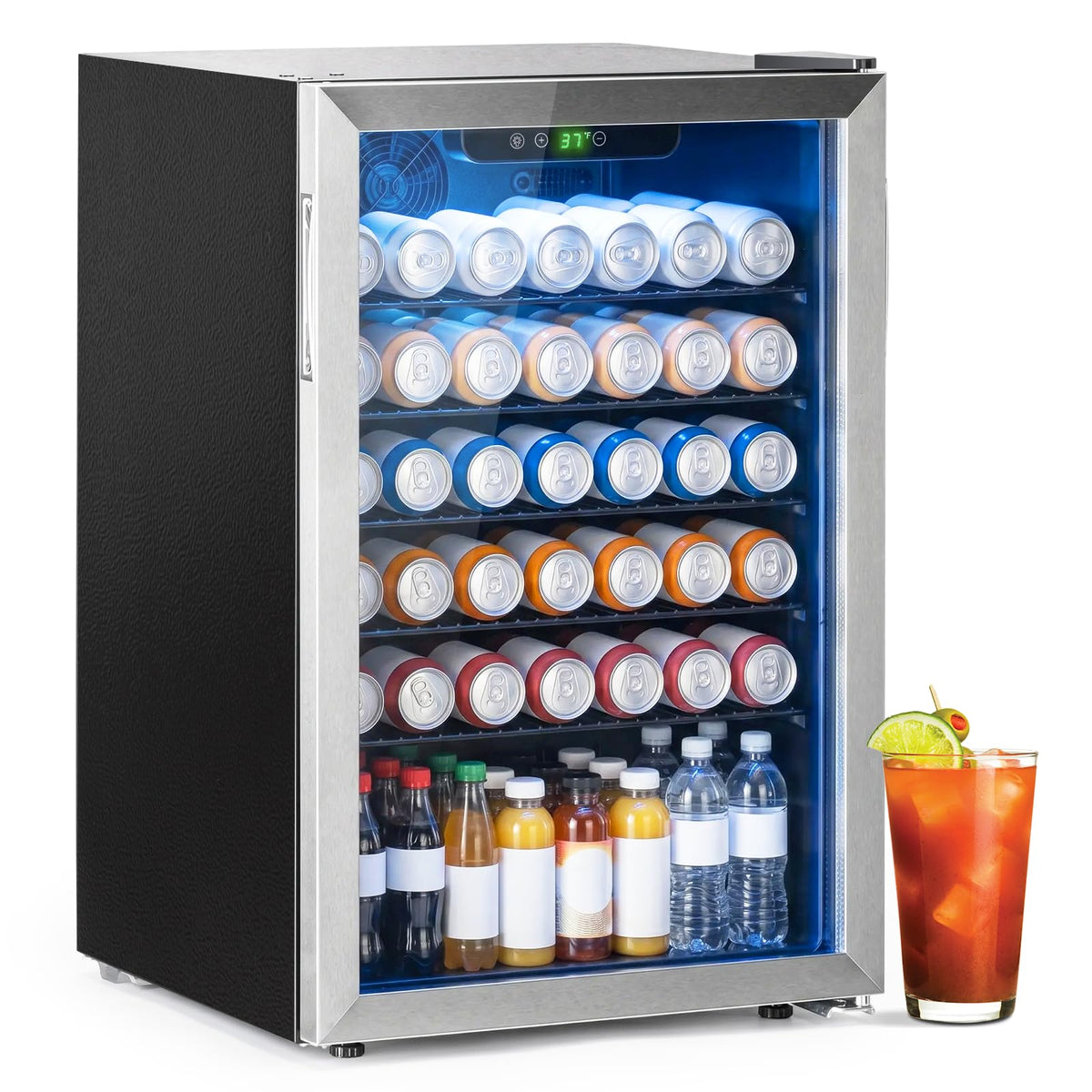 Erivess 24 Can Mini Fridge, 0.6 Cu.ft Beverage Refrigerator Cooler, Black Jansha Store
